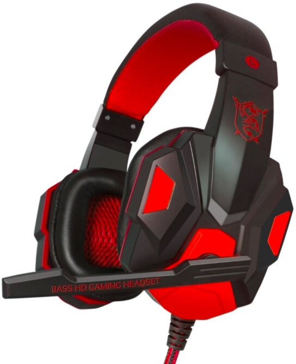 Gaming Koptelefoon voor PC / Computer - Game Headset, Hoofdband, Oortelefoon - Hoge kwaliteit, ruis onderdrukkend - Kleurrijk (Inclusief Microfoon) - [Zwart-rood]